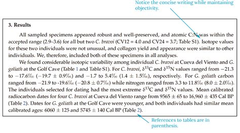 example of results section